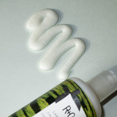 R+Co Labyrinth bottle back label reveals the plant-infused formula for hydrated, touchable texture.