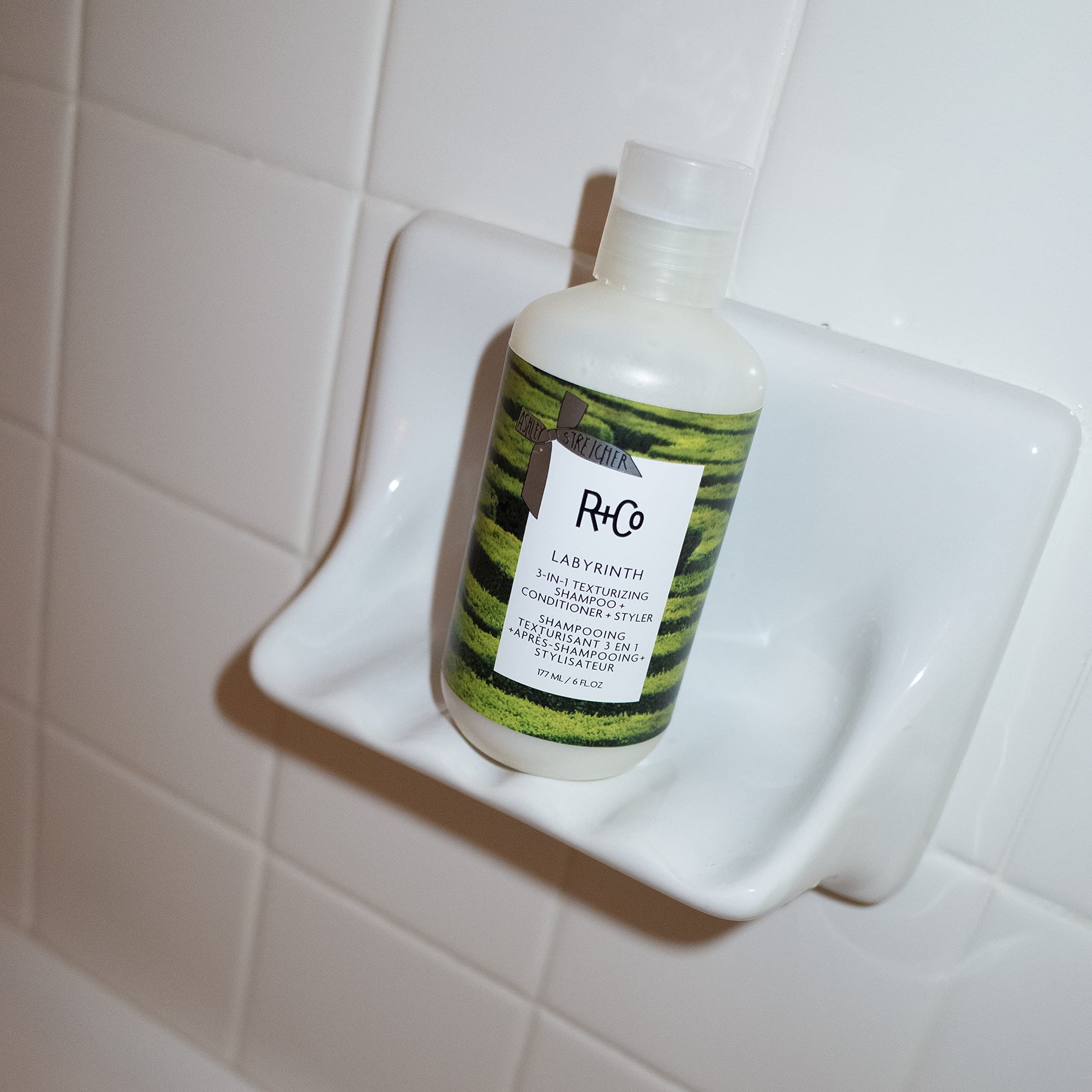 R+Co Labyrinth foam lather demonstrates light cleansing with weightless volume.