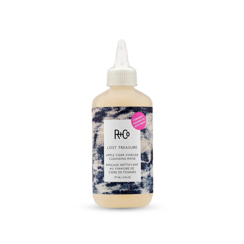 R+Co Lost Treasure bottle shown for color-safe cleansing and lightweight shine.