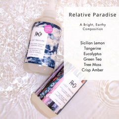 R+Co Lost Treasure hair cleansing image conveys purifying action that balances oils.