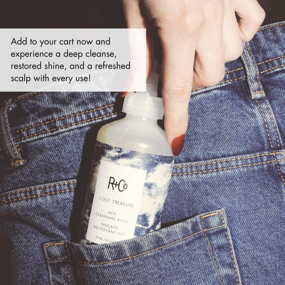 R+Co Lost Treasure shine finish on hair after rinse.