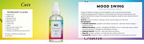 R+Co Mood Swing styled hair with glossy, humidity-proof finish.