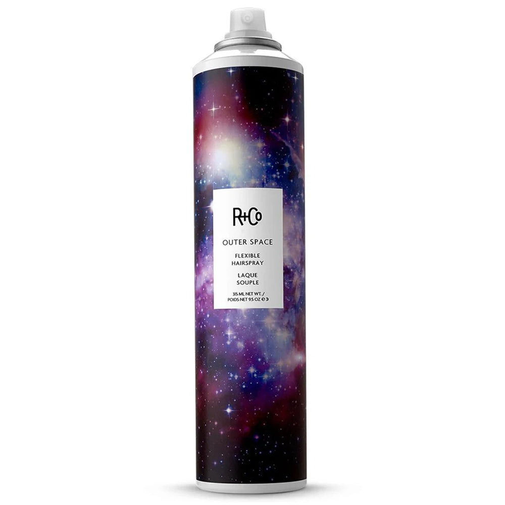 R+Co Outer Space Light Hair Spray bottle offers flexible hold and volume