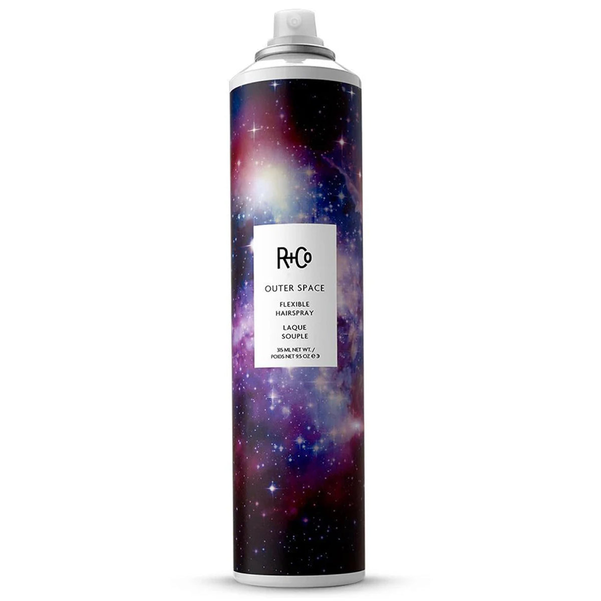 R+Co Outer Space Light Hair Spray bottle offers flexible hold and volume