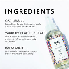 R+Co Rockaway Salt Spray on tousled hair delivers added volume.