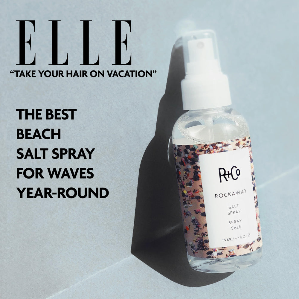R+Co Rockaway Salt Spray UV protection graphic highlights sun care.