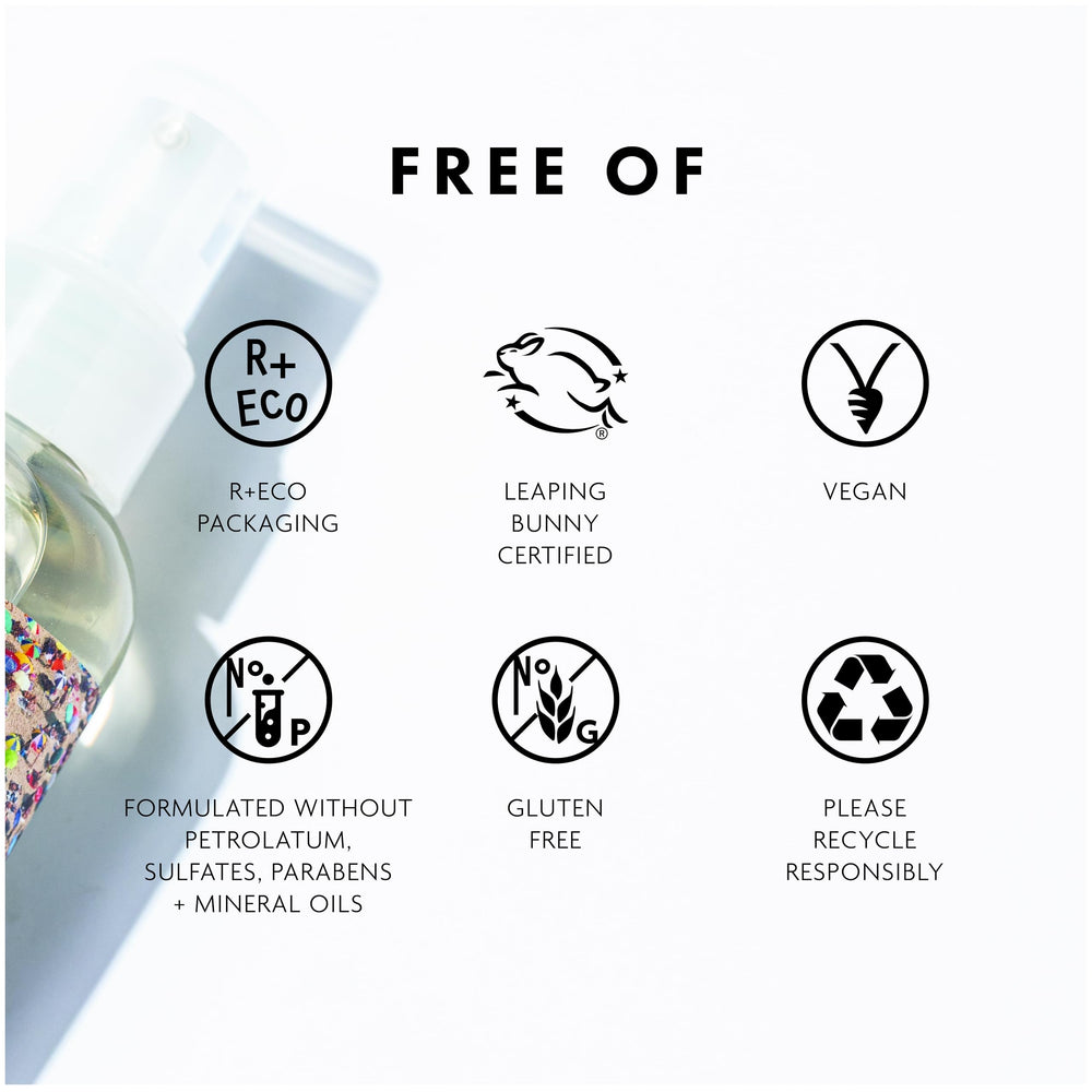R+Co Rockaway Salt Spray vegan gluten-free badge on packaging.