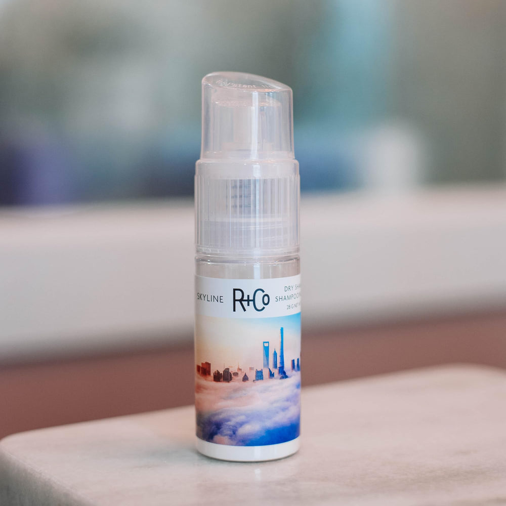 R+Co Skyline dry shampoo powder second-day-hair refresh after workouts