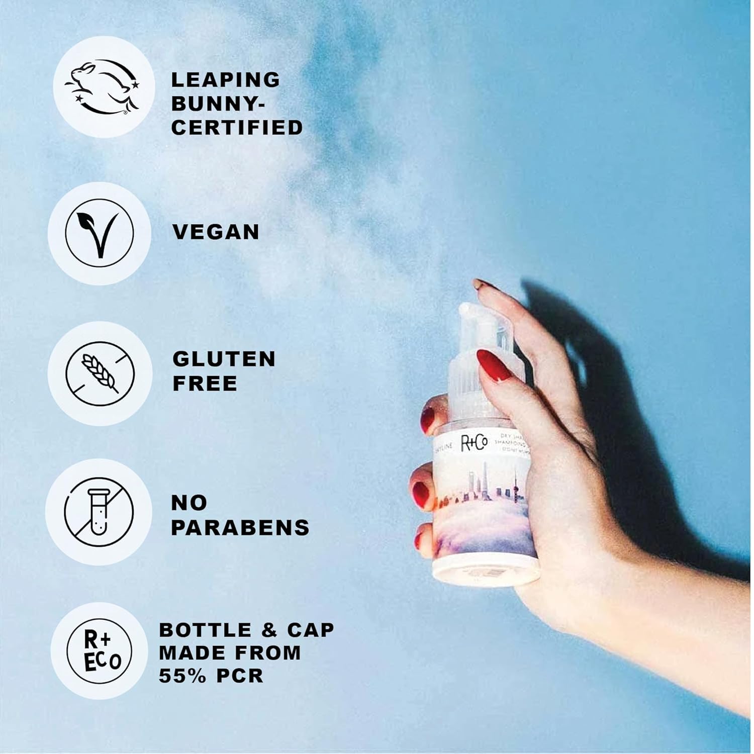 R+Co Skyline dry shampoo powder volume-boost lifts roots for fuller hair