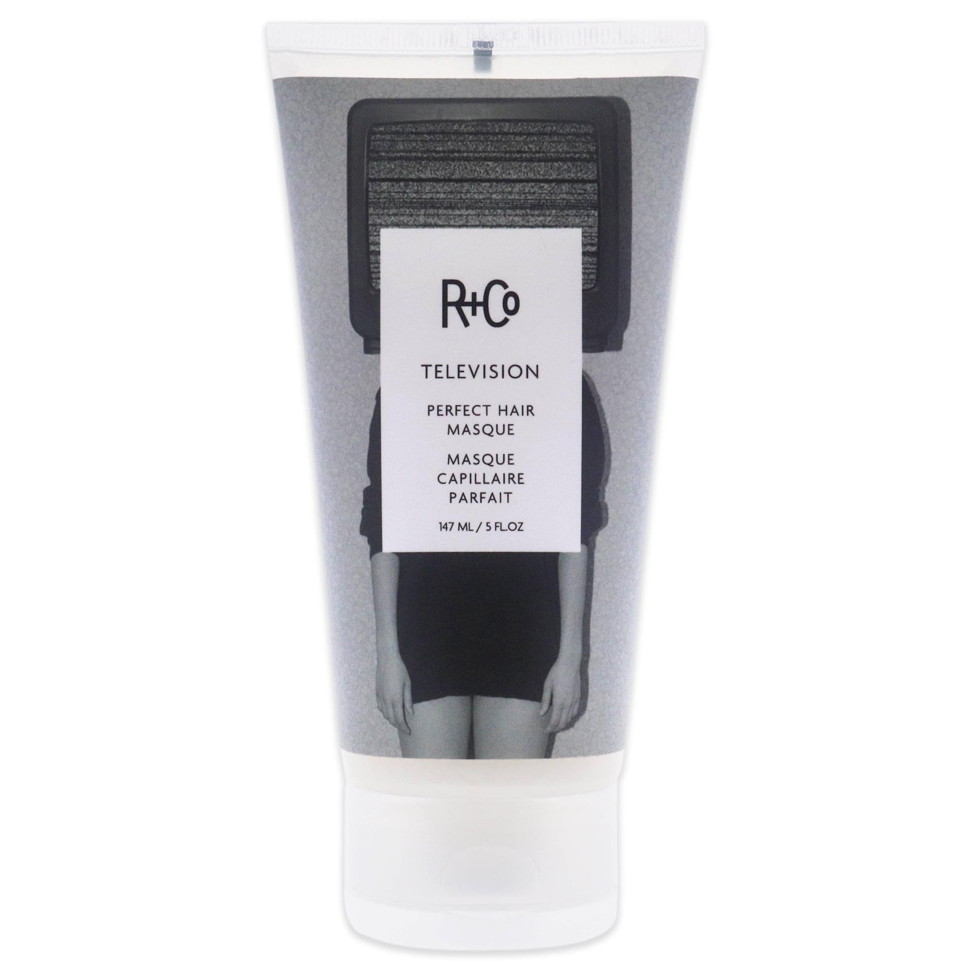 R+Co Television Masque packaging showcases premium haircare for hydration and frizz control