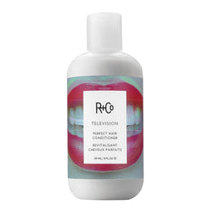 R+Co Television Perfect Hair Conditioner bottle front with sleek packaging and weightless moisture.