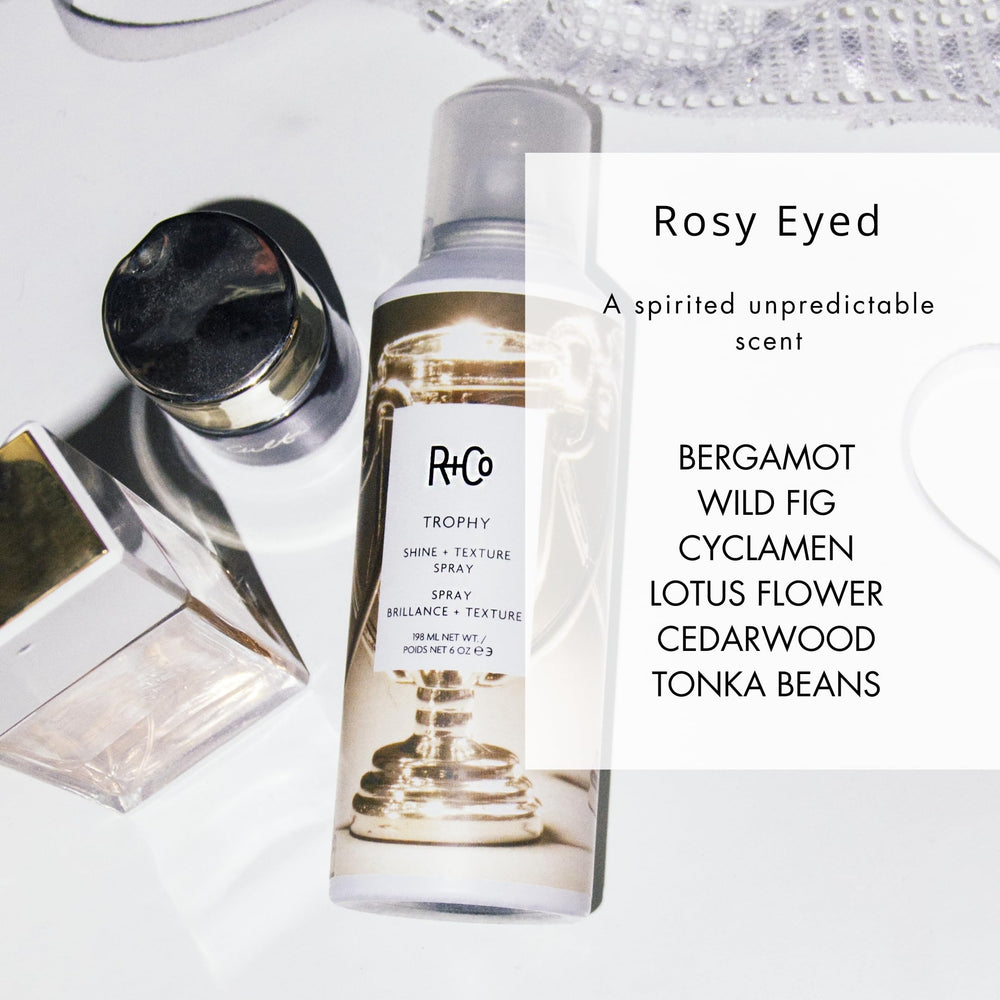 R+Co Trophy Shine + Texture Spray boosts volume for everyday style