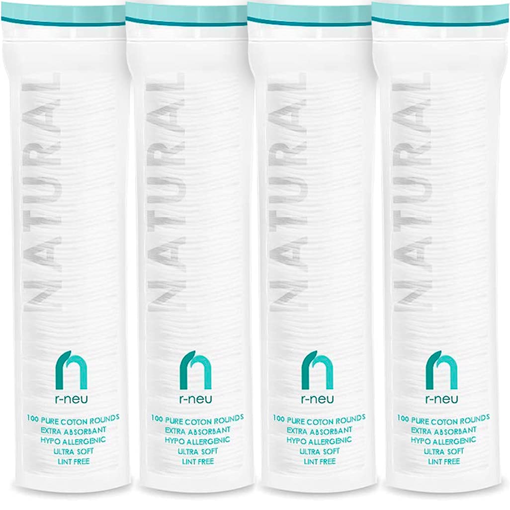 R-Neu Premium Turkish cotton rounds closeup for gentle makeup removal