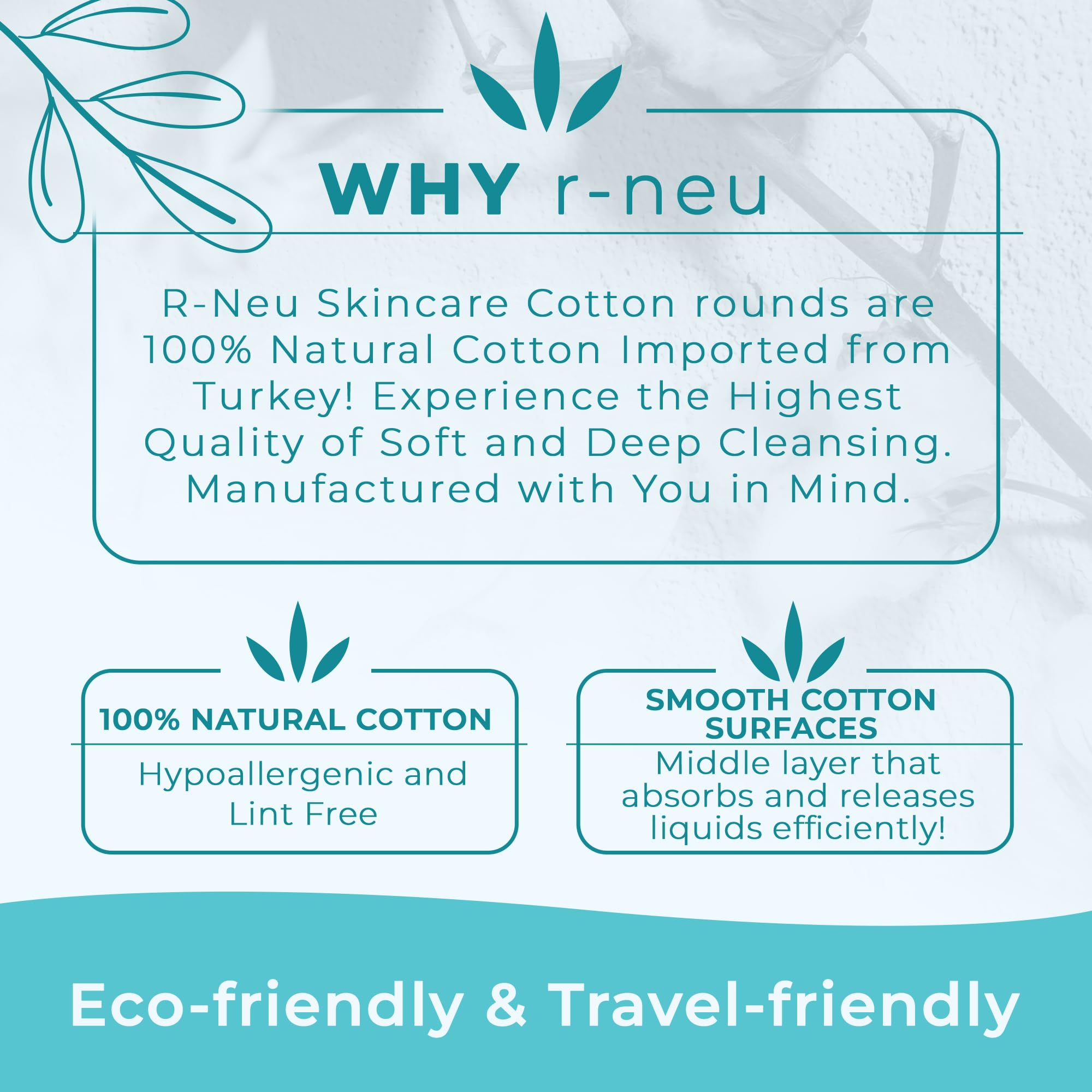 R-Neu Premium Turkish cotton rounds cosmetician-tested for professional-grade softness