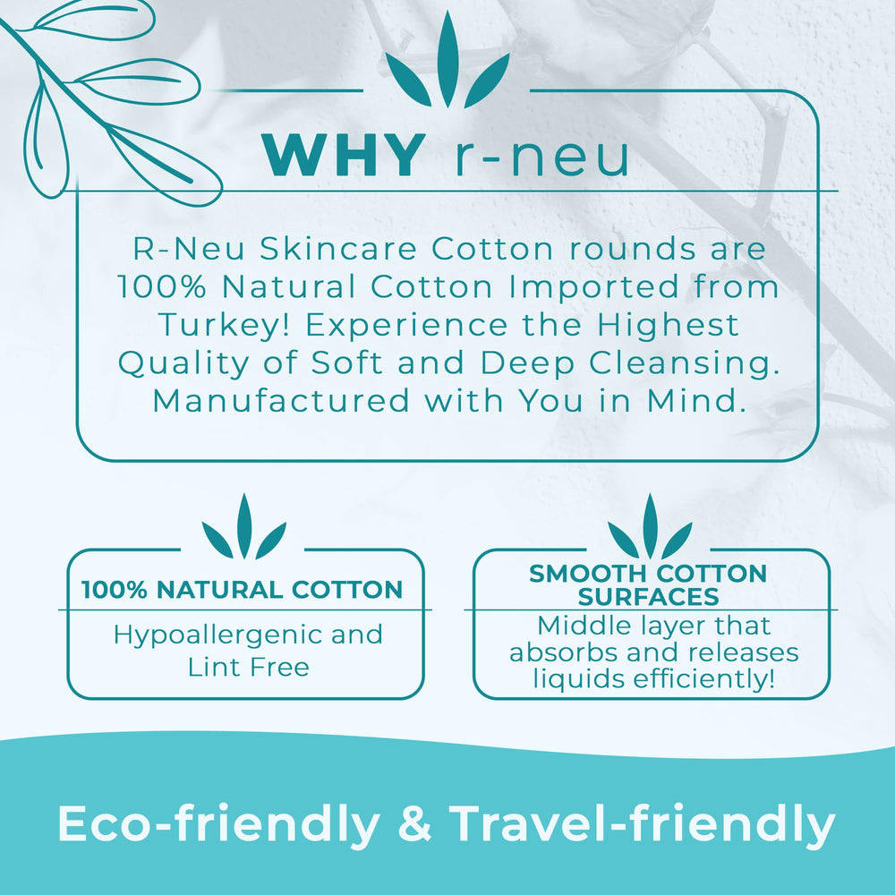 R-Neu Premium Turkish cotton rounds cosmetician-tested for professional-grade softness