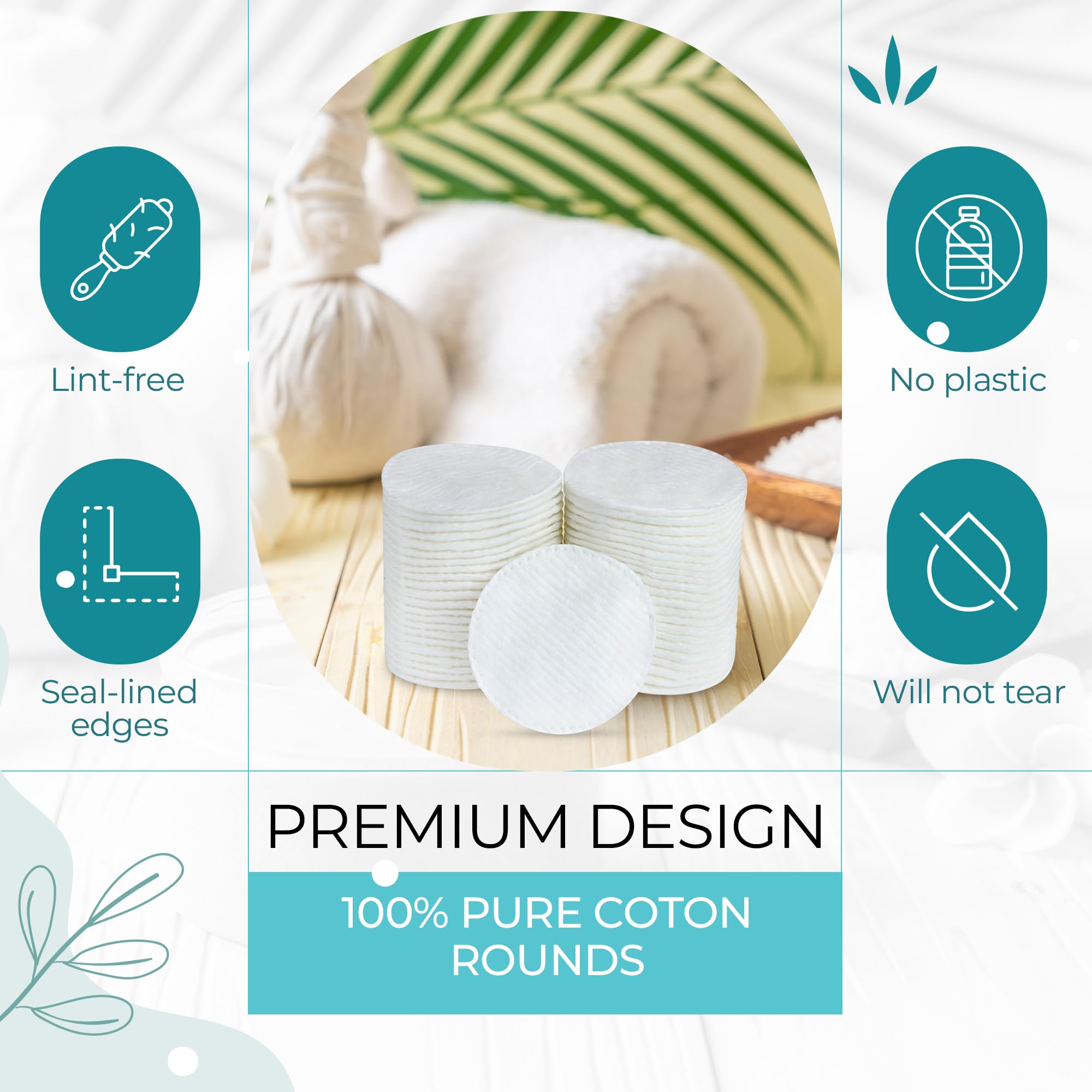 R-Neu Premium Turkish cotton rounds stitched edge detail for lint-free application