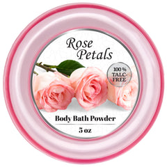 R-NEU Rose Petal Dusting Powder bottle with elegant fragrance.