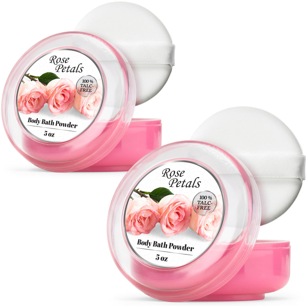 R-NEU Rose Petal Dusting Powder packaging for soft skin after bath.