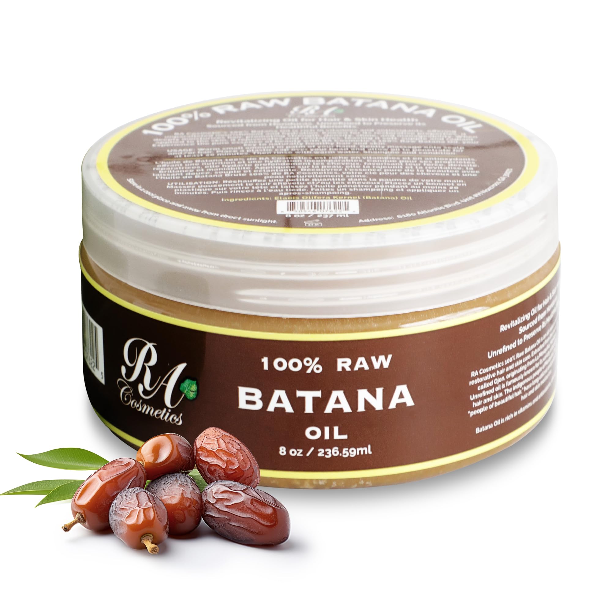 RA COSMETICS Batana Oil bottle close-up, nourishing hair care