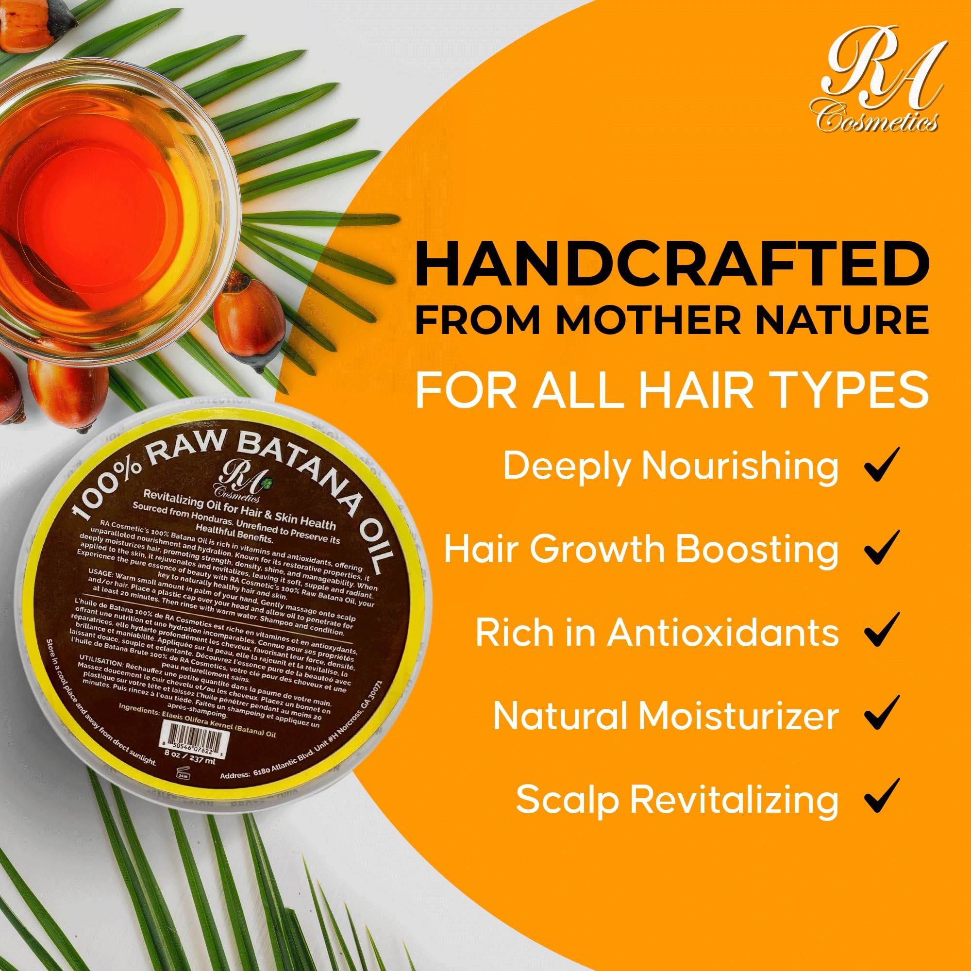 RA COSMETICS Batana Oil drop emphasizes purity and scalp nourishment