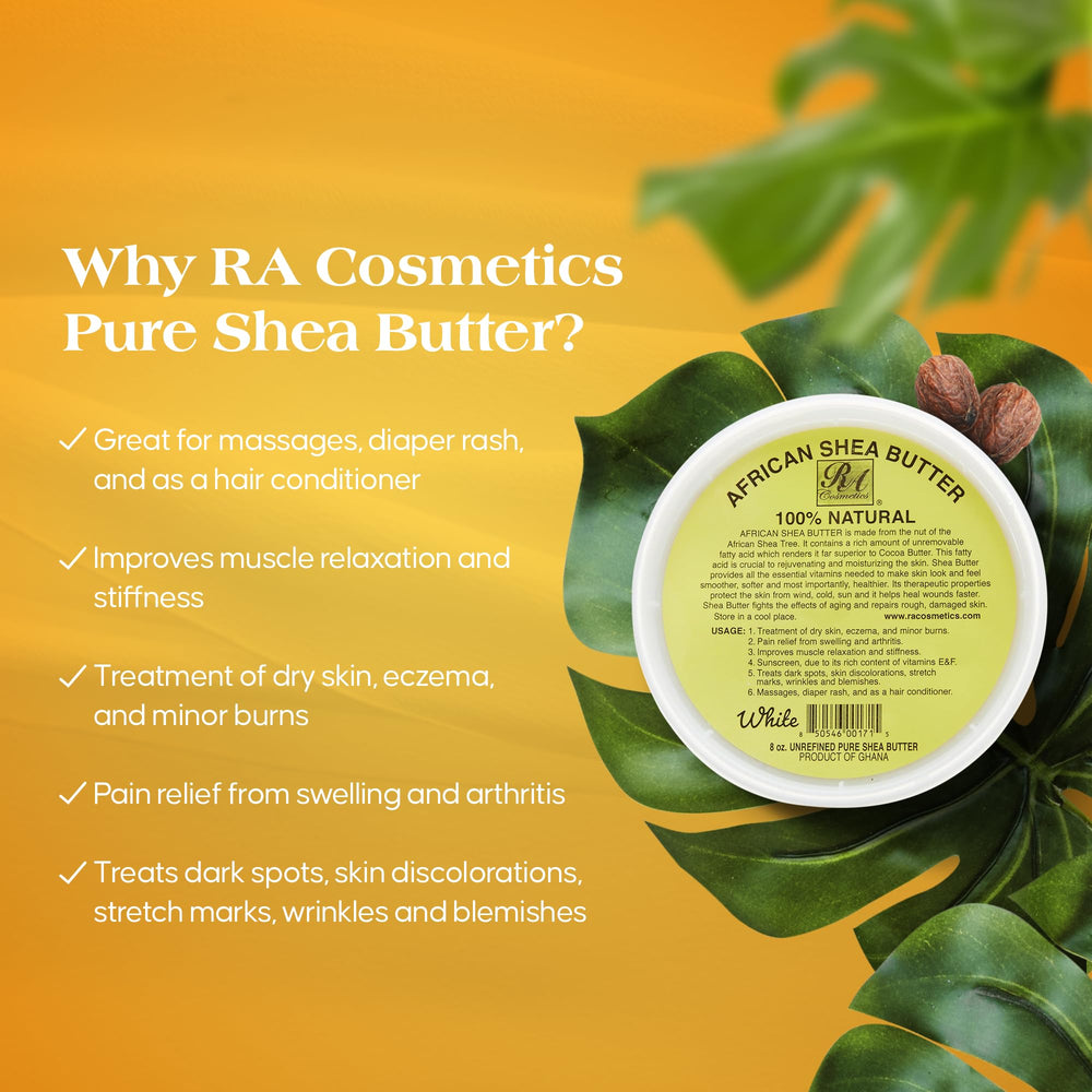 RA COSMETICS Ivory Shea Butter used as hair conditioner for softer, shinier locks