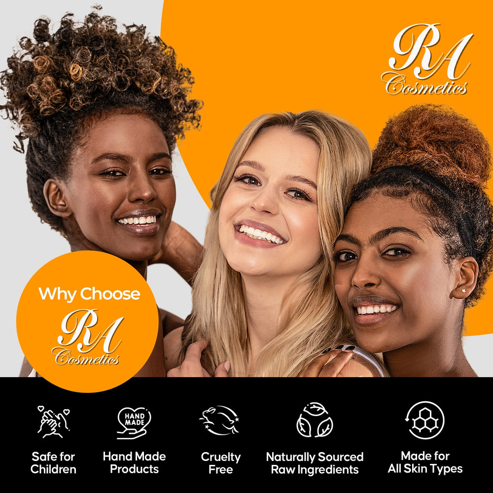 RA COSMETICS whipped shea butter in use on skin for lasting moisture