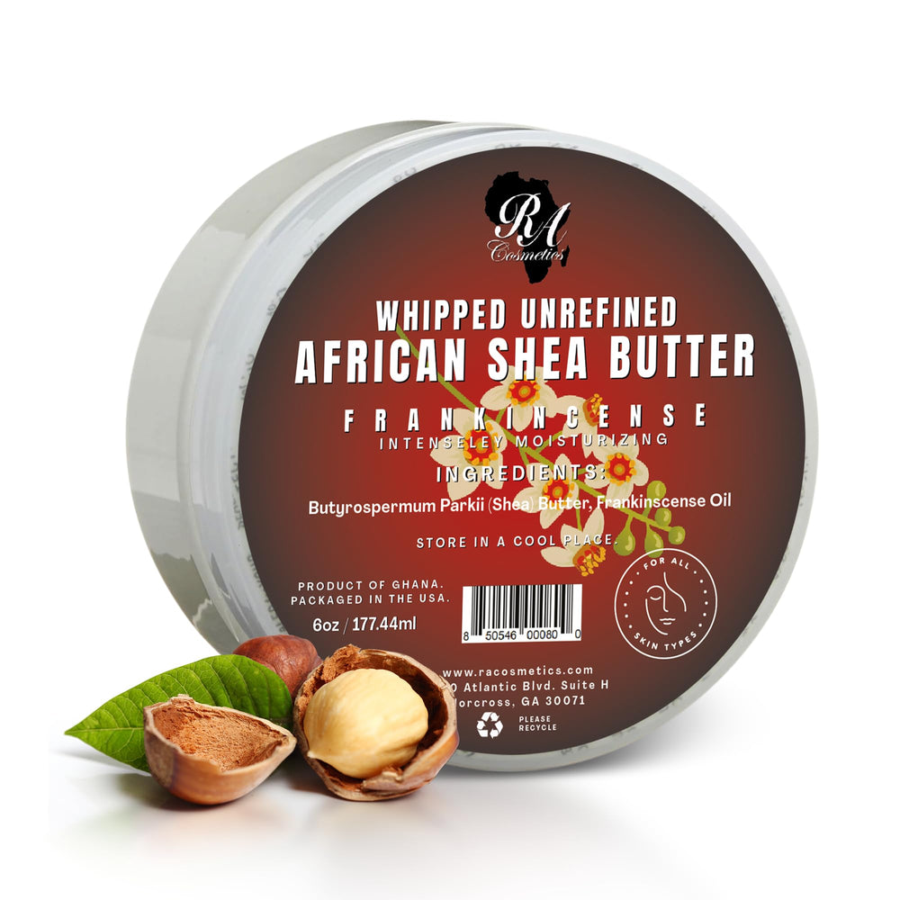 RA COSMETICS whipped shea butter in a jar delivering rich hydration for skin