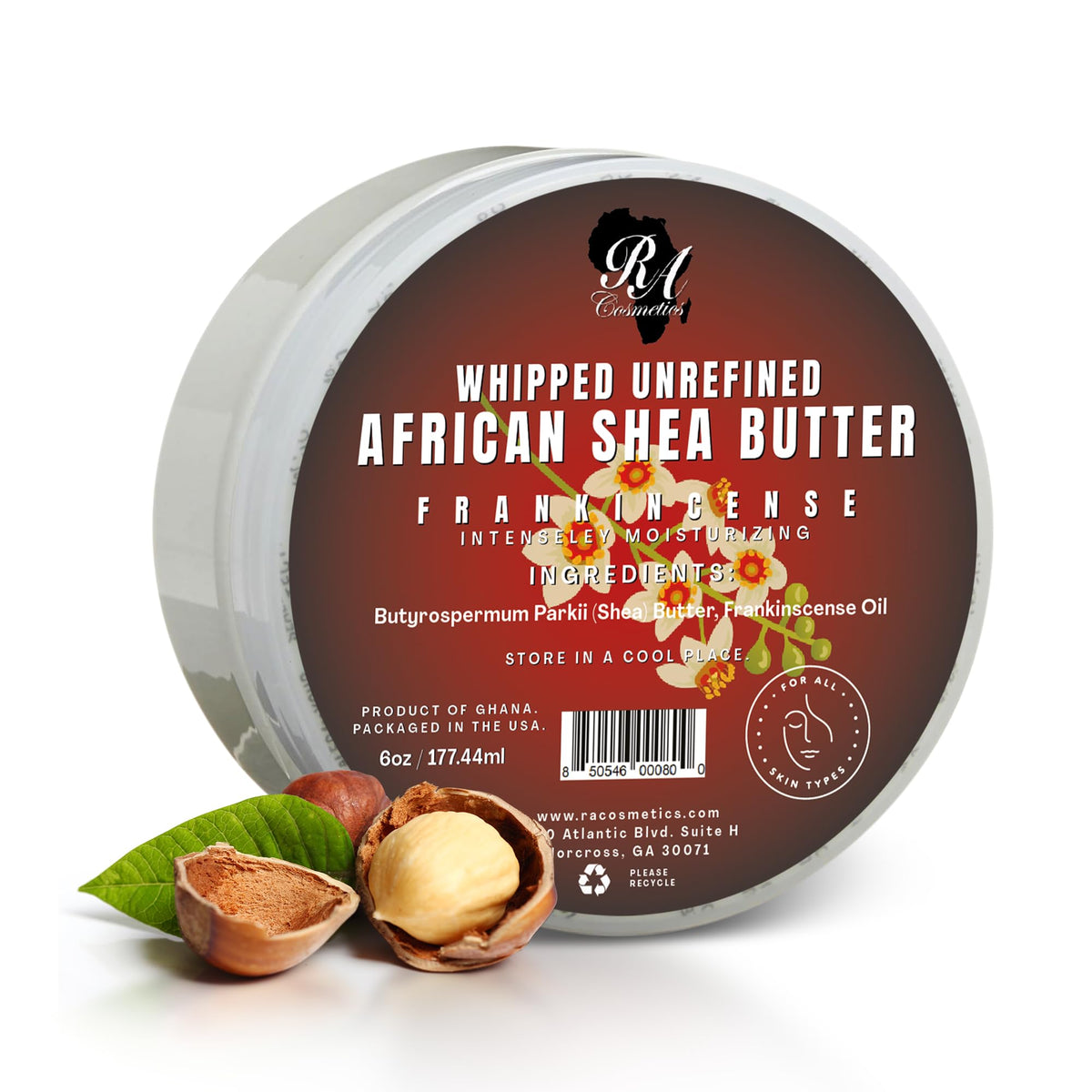 RA COSMETICS whipped shea butter in a jar delivering rich hydration for skin