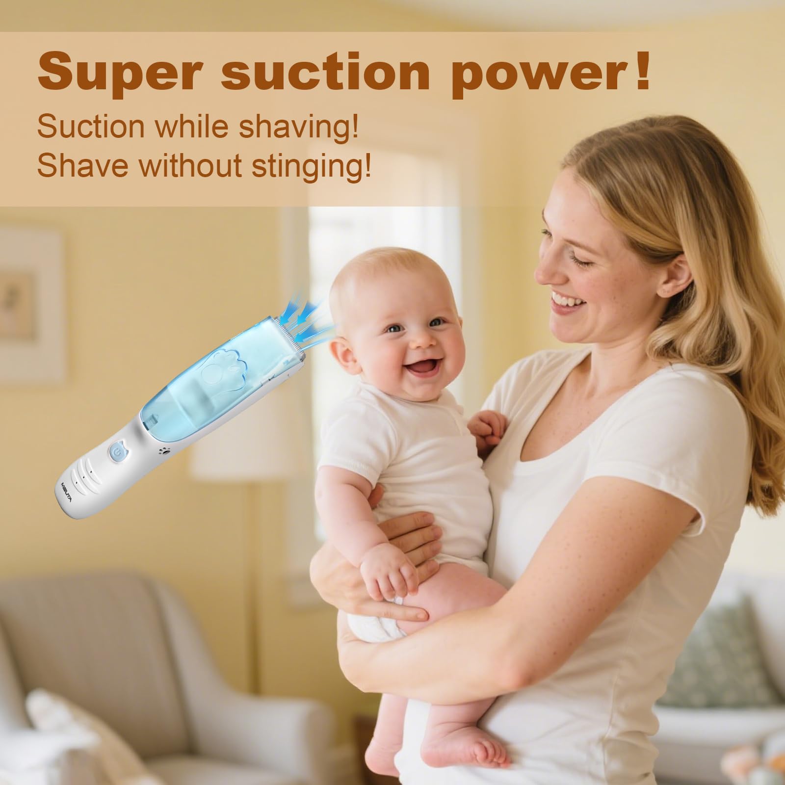 Rabbitcozy vacuum baby hair clippers ceramic blades ensure smooth, safe cuts.