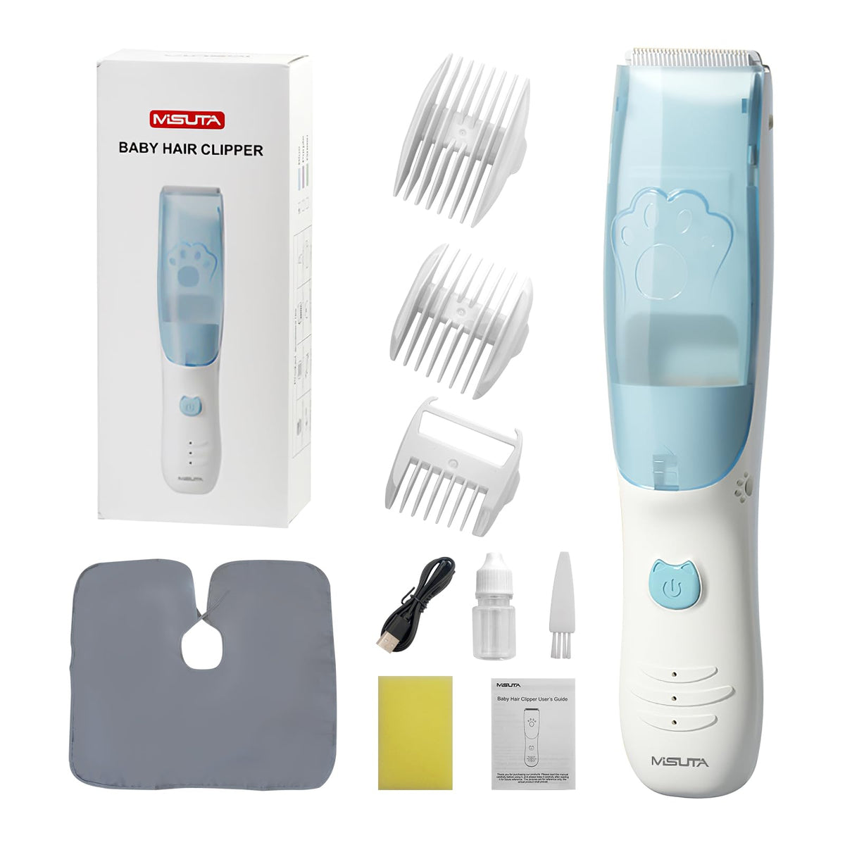 Rabbitcozy vacuum baby hair clippers front view for cordless, comfortable trims.