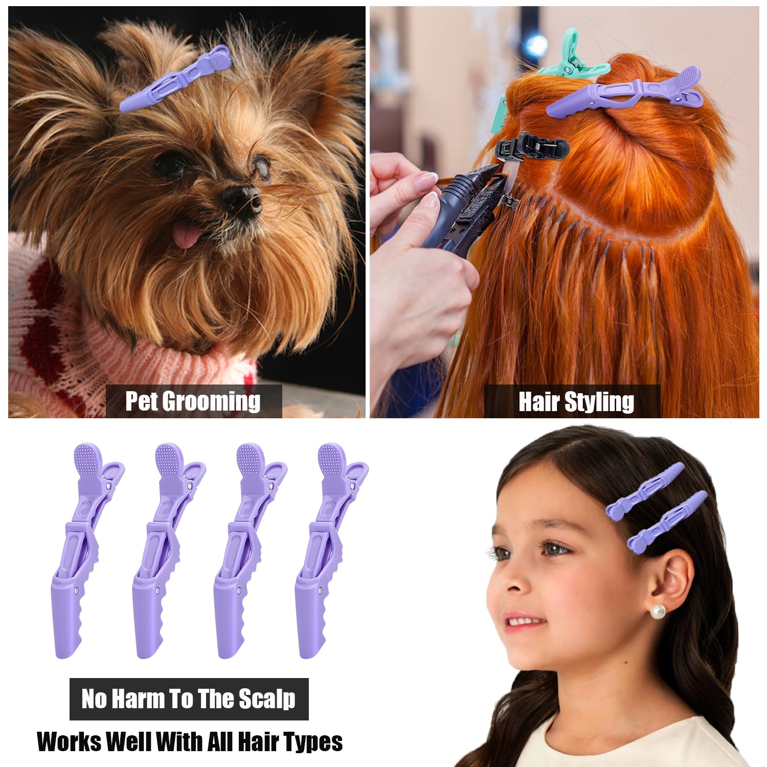 Rabetly wide-teeth clip grips diverse hair textures without snagging during sectioning.