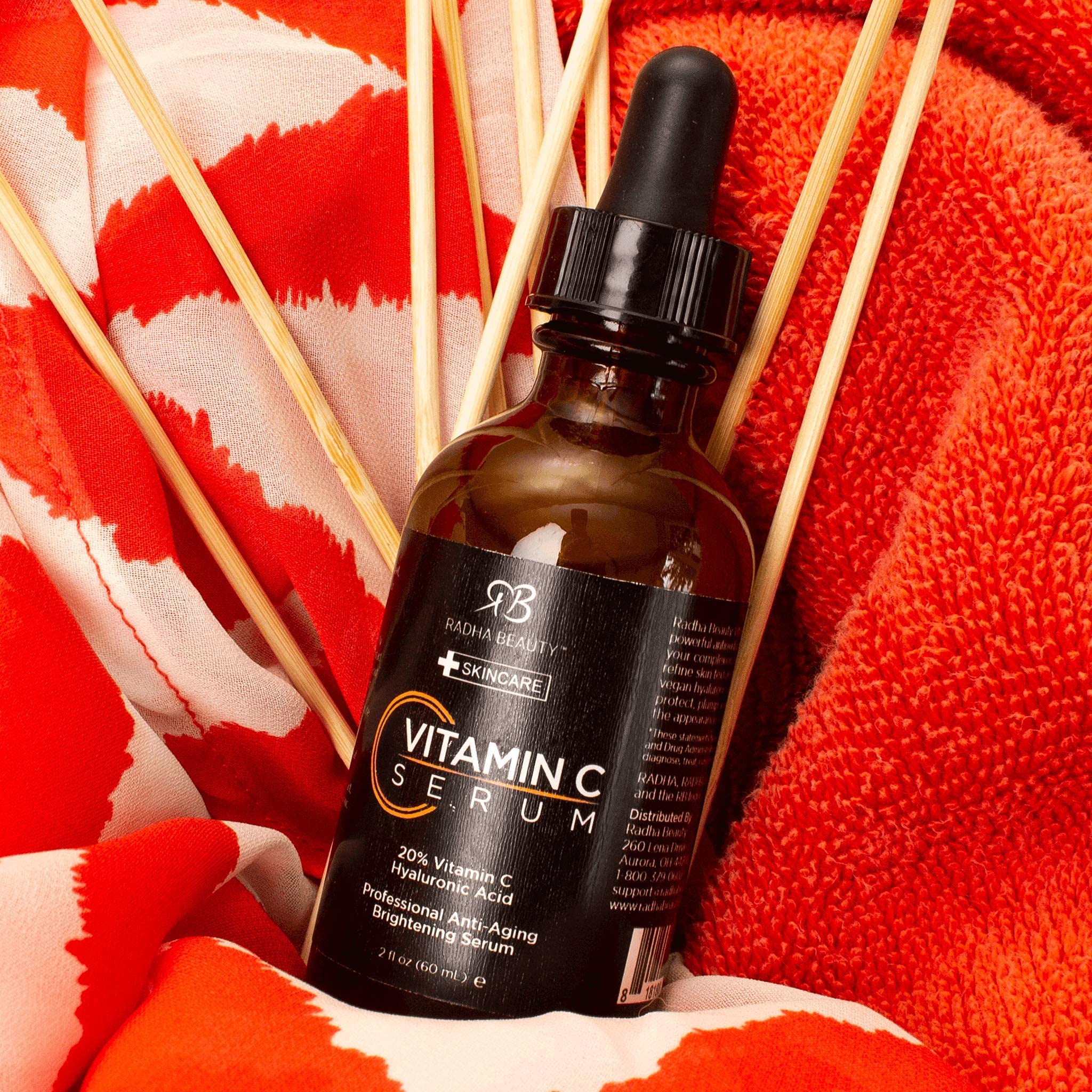Radha Beauty Vitamin C Serum with witch hazel tones and reduces redness.