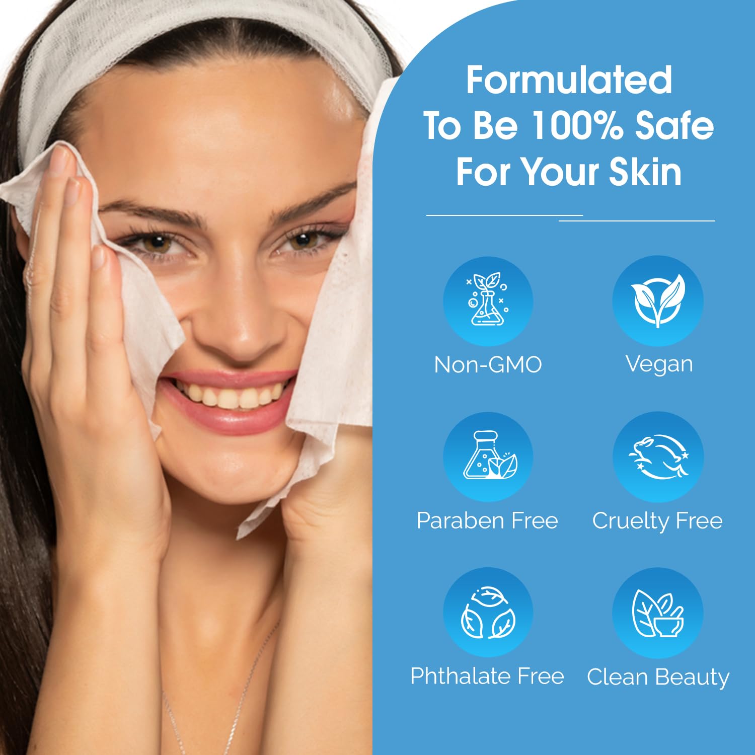Radiant Aura triple-action skincare solution in a wipe form
