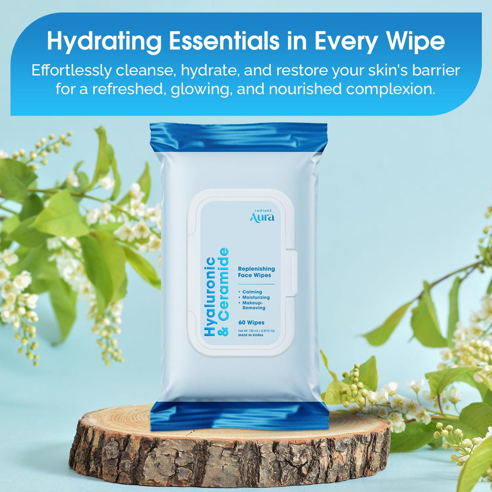 Radiant Aura wipes close-up showing velvety-soft feel and moisture lock