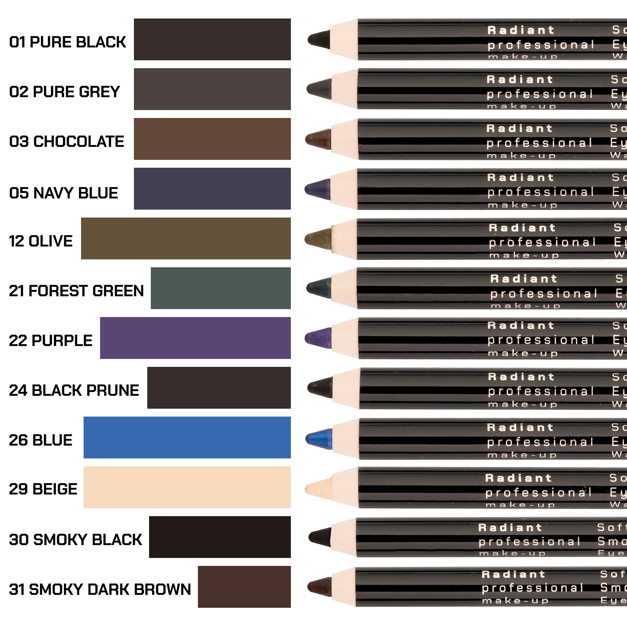 Radiant Professional Make Up Eyeliner Chocolate 03 packaging highlights cruelty-free German-made quality.