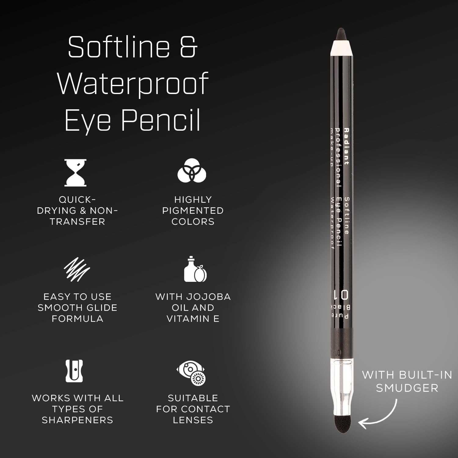 Radiant Professional Make Up Eyeliner Chocolate 03 pencil-tip for precise control.