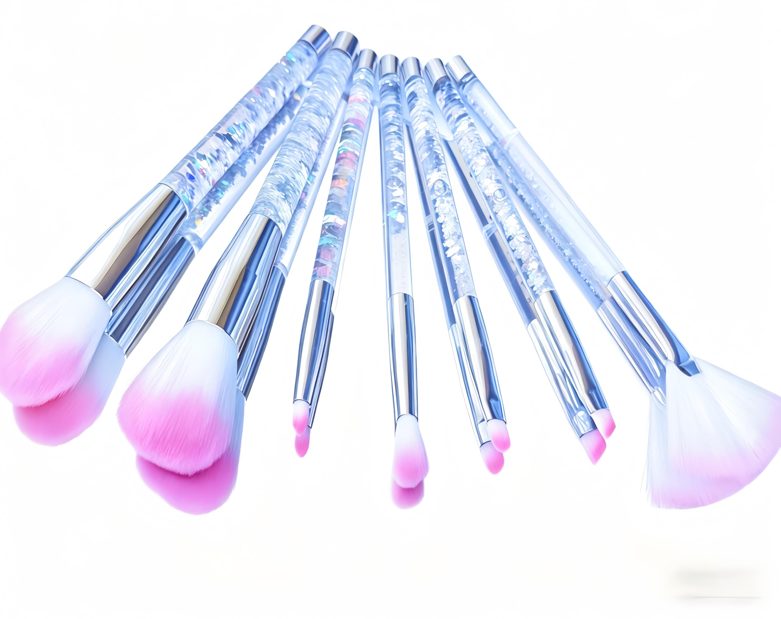 RAEEIKPHZ Travel Makeup Brush Set with glitter handle for on-the-go glamour and spill-free travel