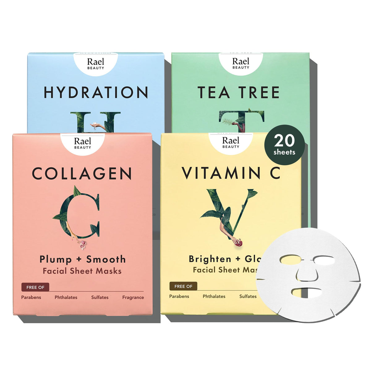 Rael hydration mask sheet delivers instant moisture boost for refreshed skin.