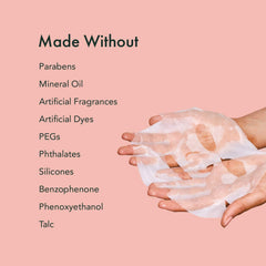 Rael serum-rich essence on the sheet for instant moisture.