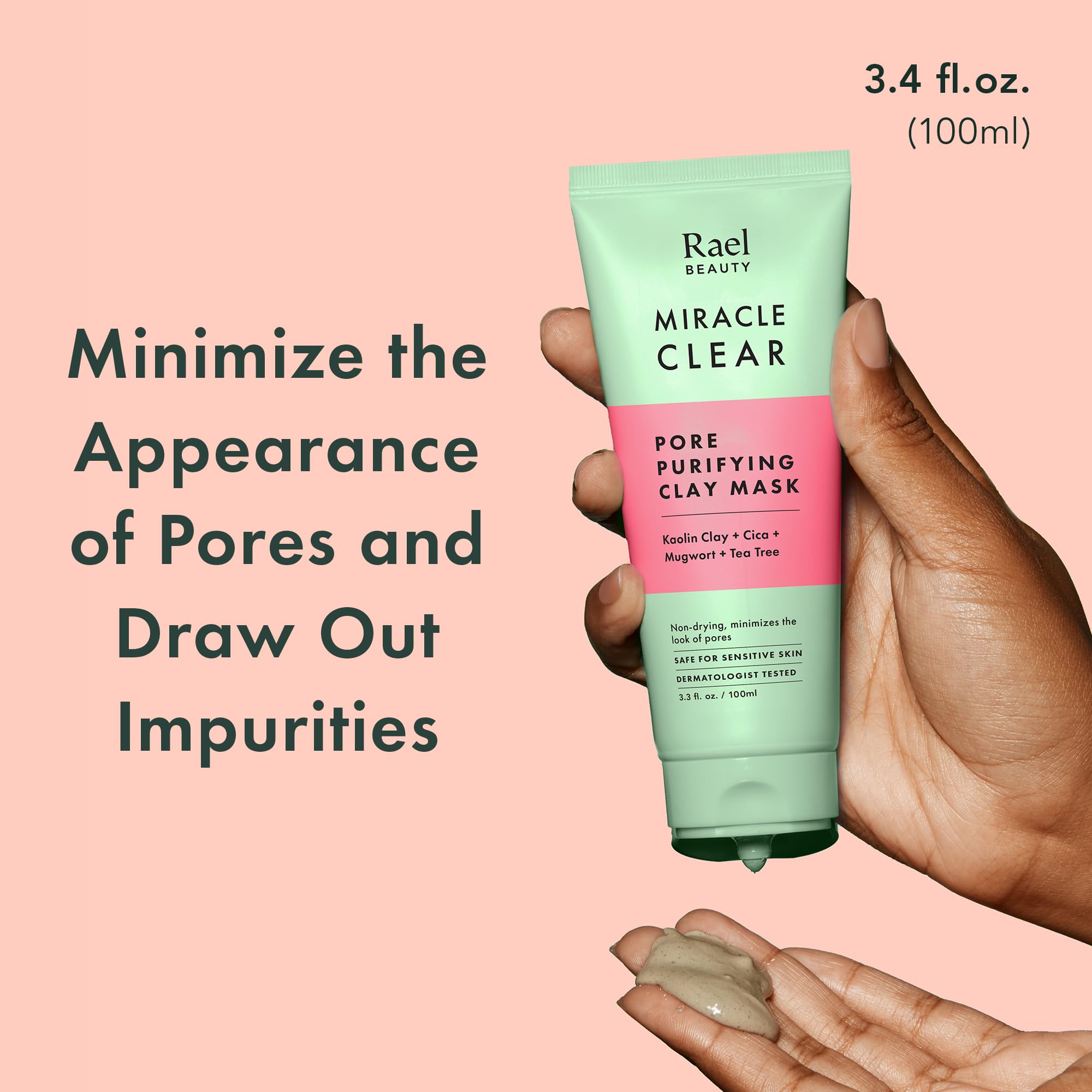Rael face mask tea tree leaves exfoliate to reveal softer, clearer skin