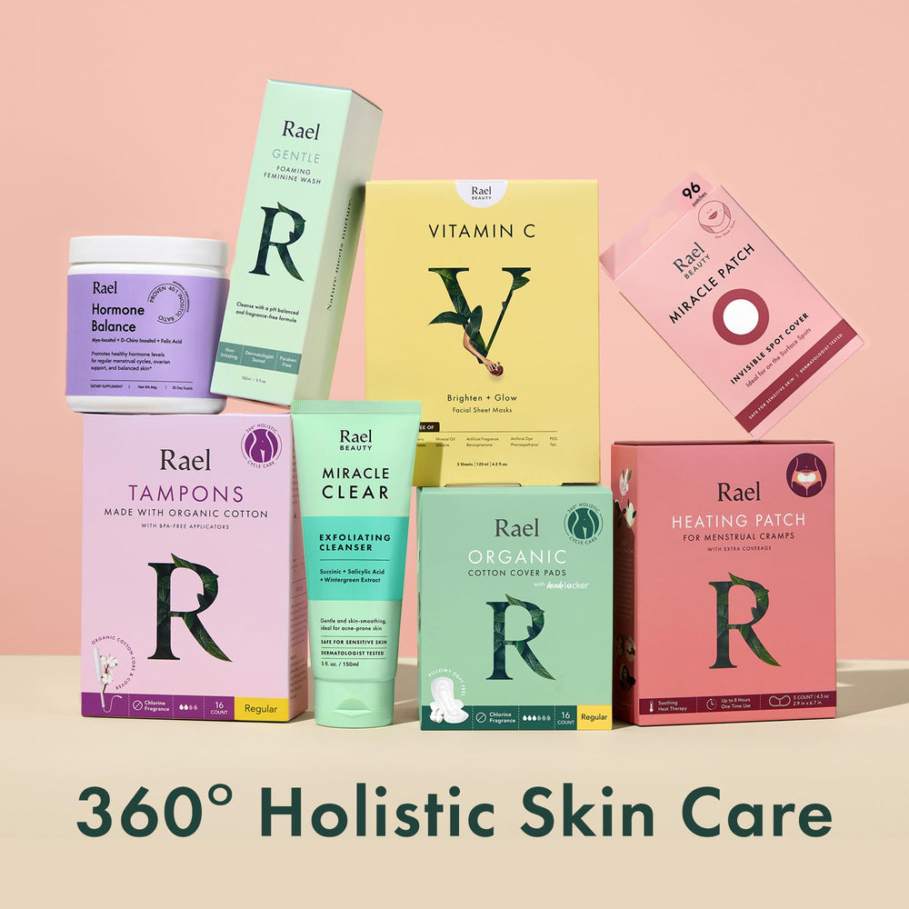 Rael cleanser palm-application image emphasizes easy daily use and refreshing wash