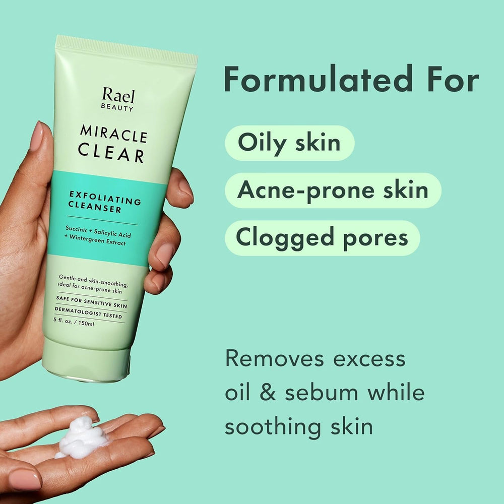Rael face wash salicylic-acid gentle-exfoliation close-up promotes clearer pores