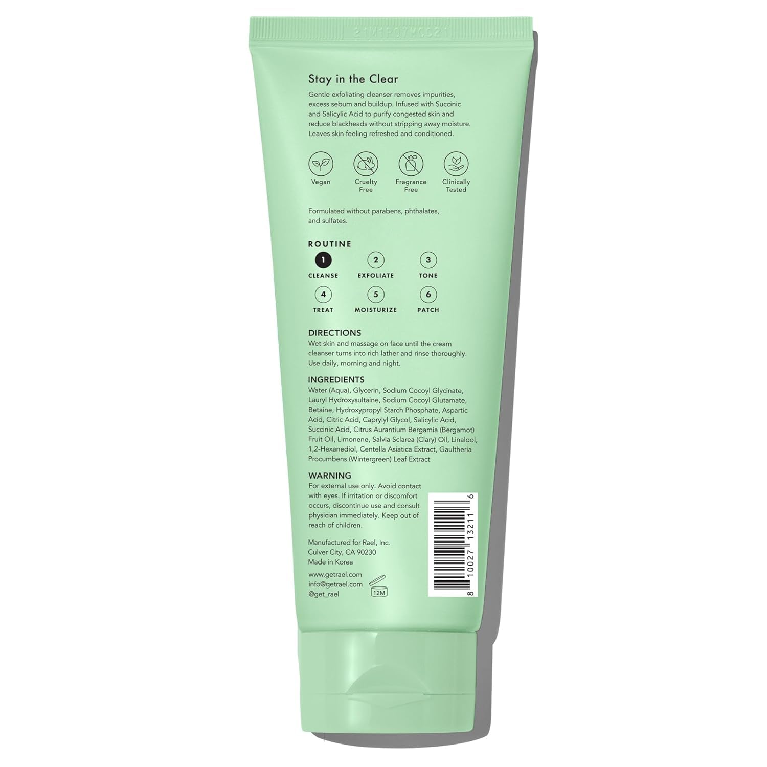 Rael sensitive-skin safe formulation shot suggests gentle cleanse for oily-prone pores