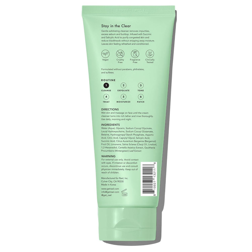 Rael sensitive-skin safe formulation shot suggests gentle cleanse for oily-prone pores