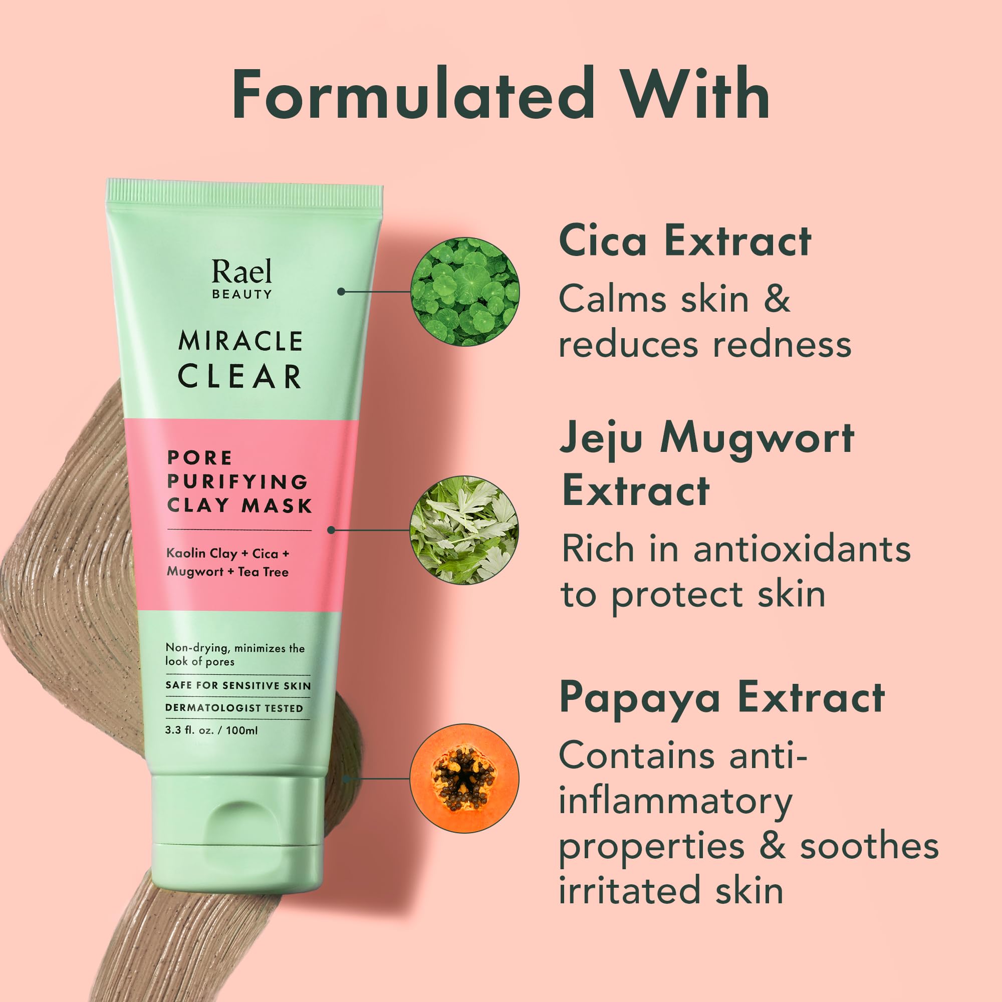 Rael kaolin clay absorption hints at oil control and pore smoothing