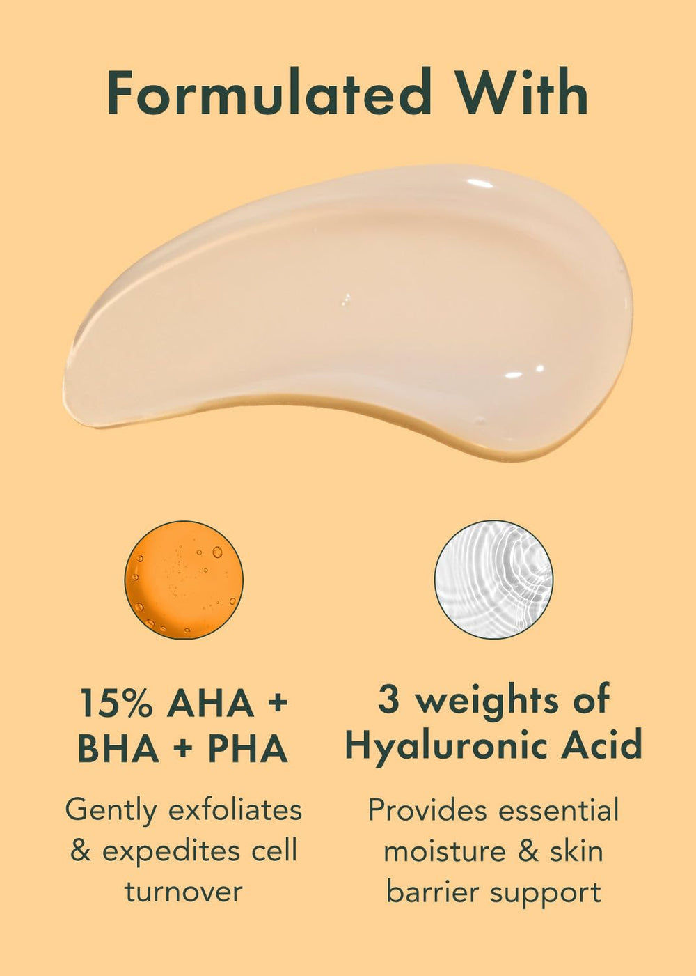 Rael Miracle Clear hyaluronic serum drops emphasize lasting hydration and glow.