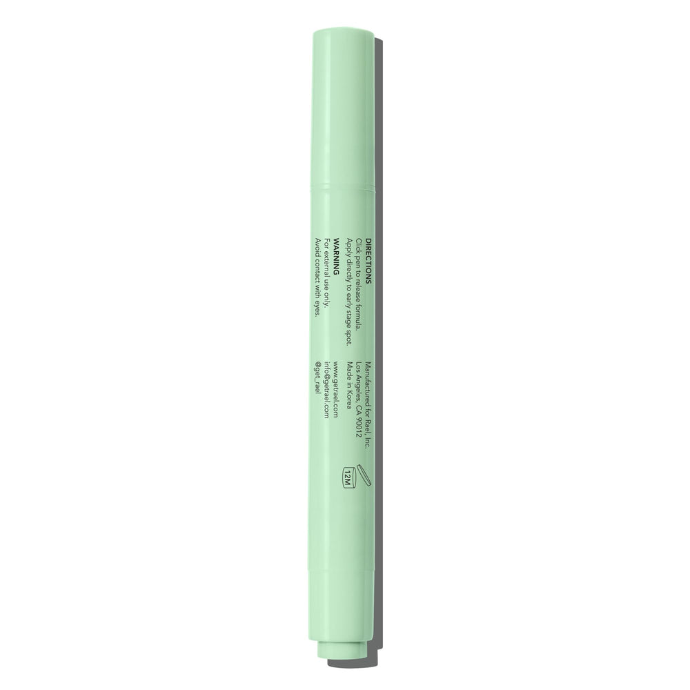 Rael spot gel applied on skin demonstrating quick-dry formula.