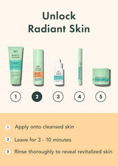 Rael Miracle Clear triple-acid guide imagery suggests gentle exfoliation steps.