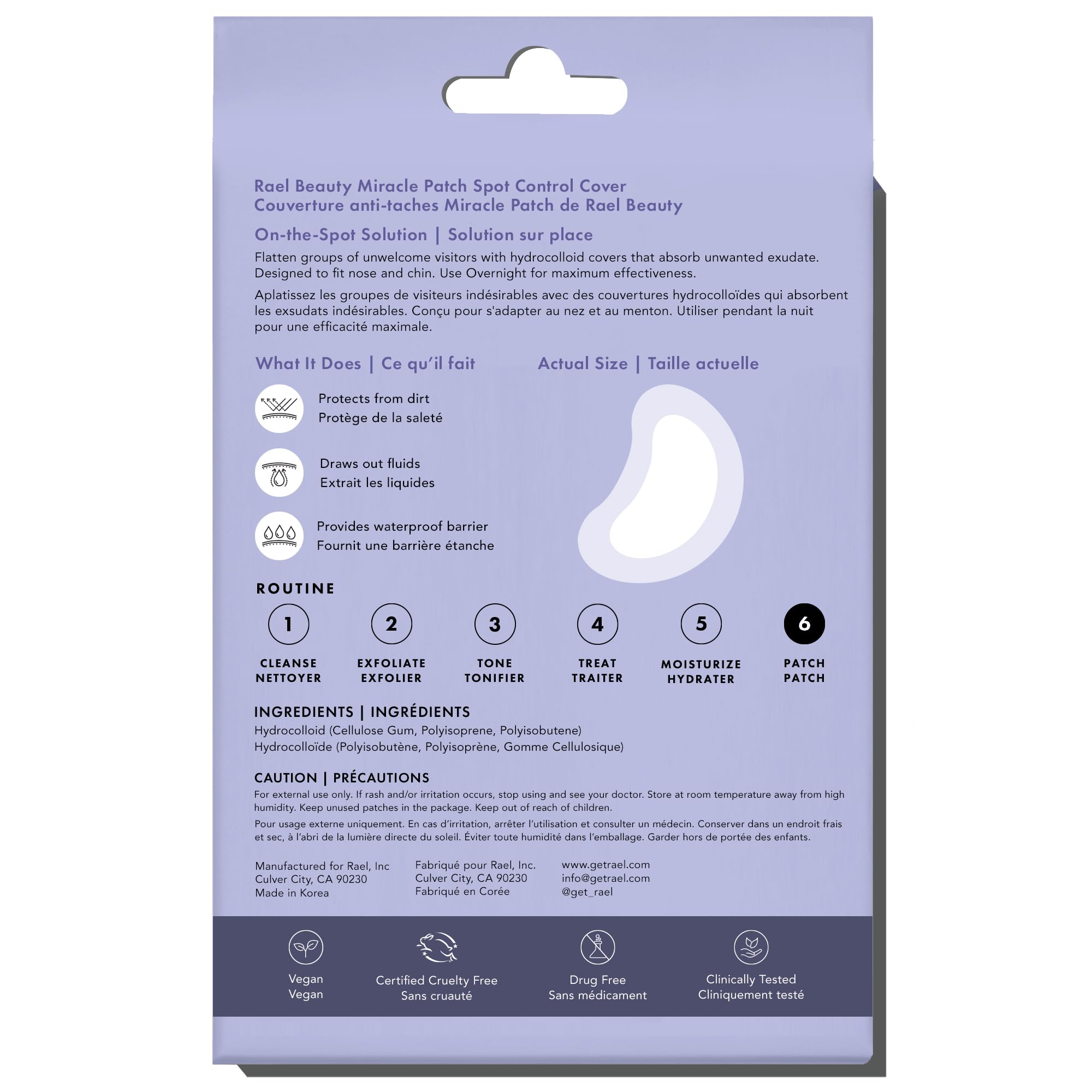 Rael patch on cheek blends discreetly for daily skincare routine.