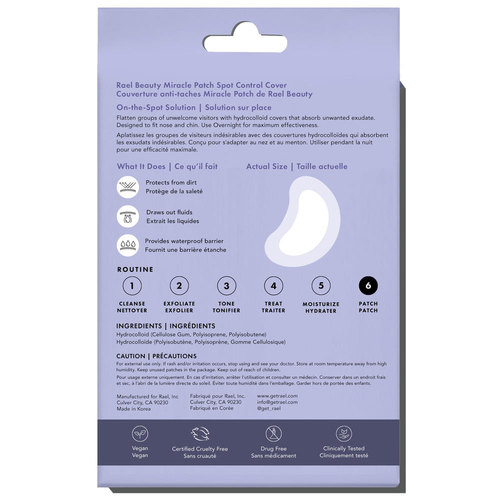 Rael patch on cheek blends discreetly for daily skincare routine.